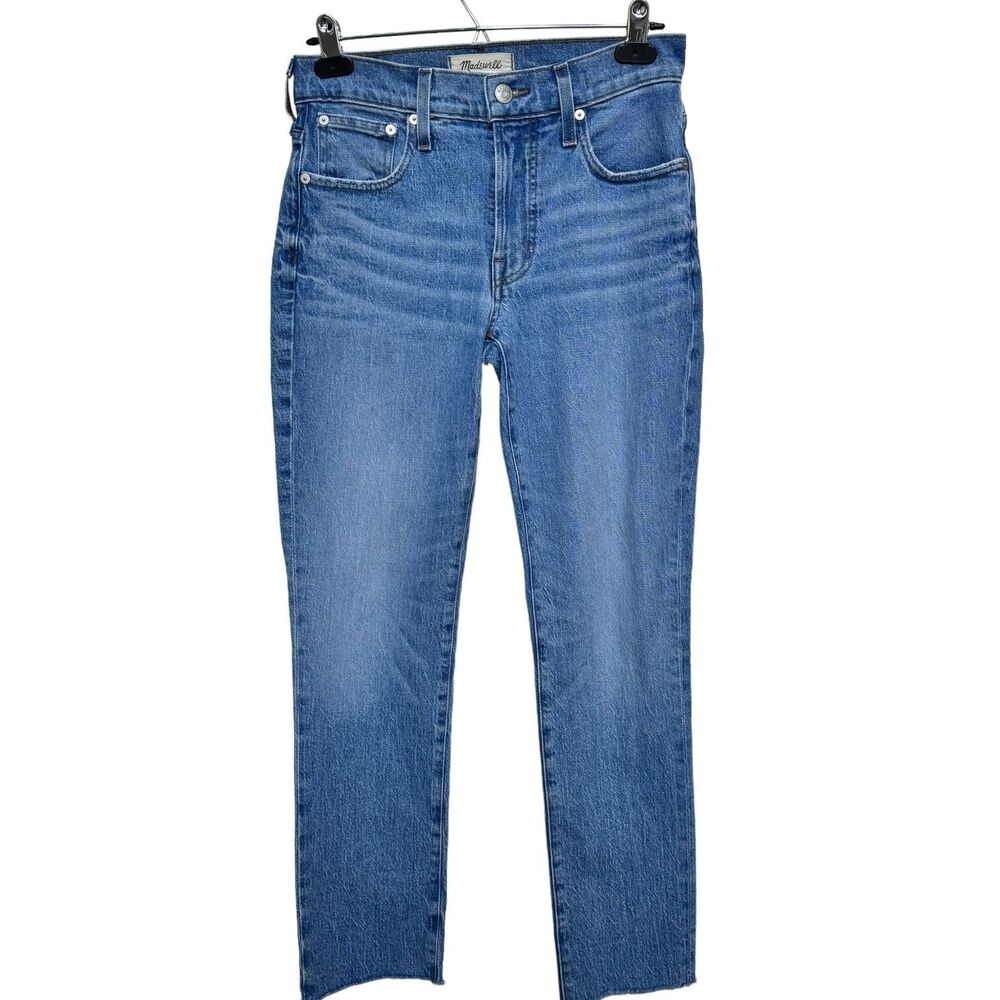 Madewell The Mid-Rise Perfect Vintage Denim Raw Hem 9.5 Rise Blue Jeans. 25.